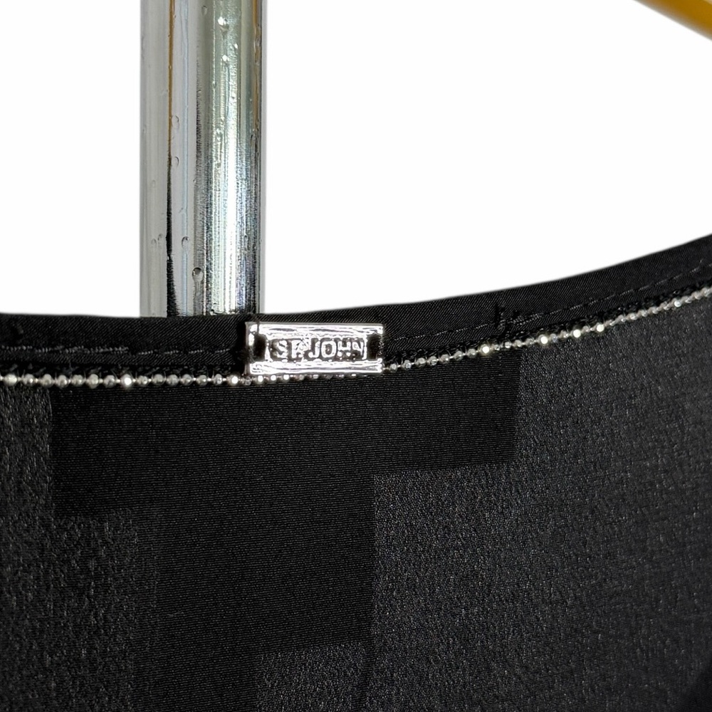 St. John Black Silk Short Sleeve Blouse Caviar - Picture 10 of 10